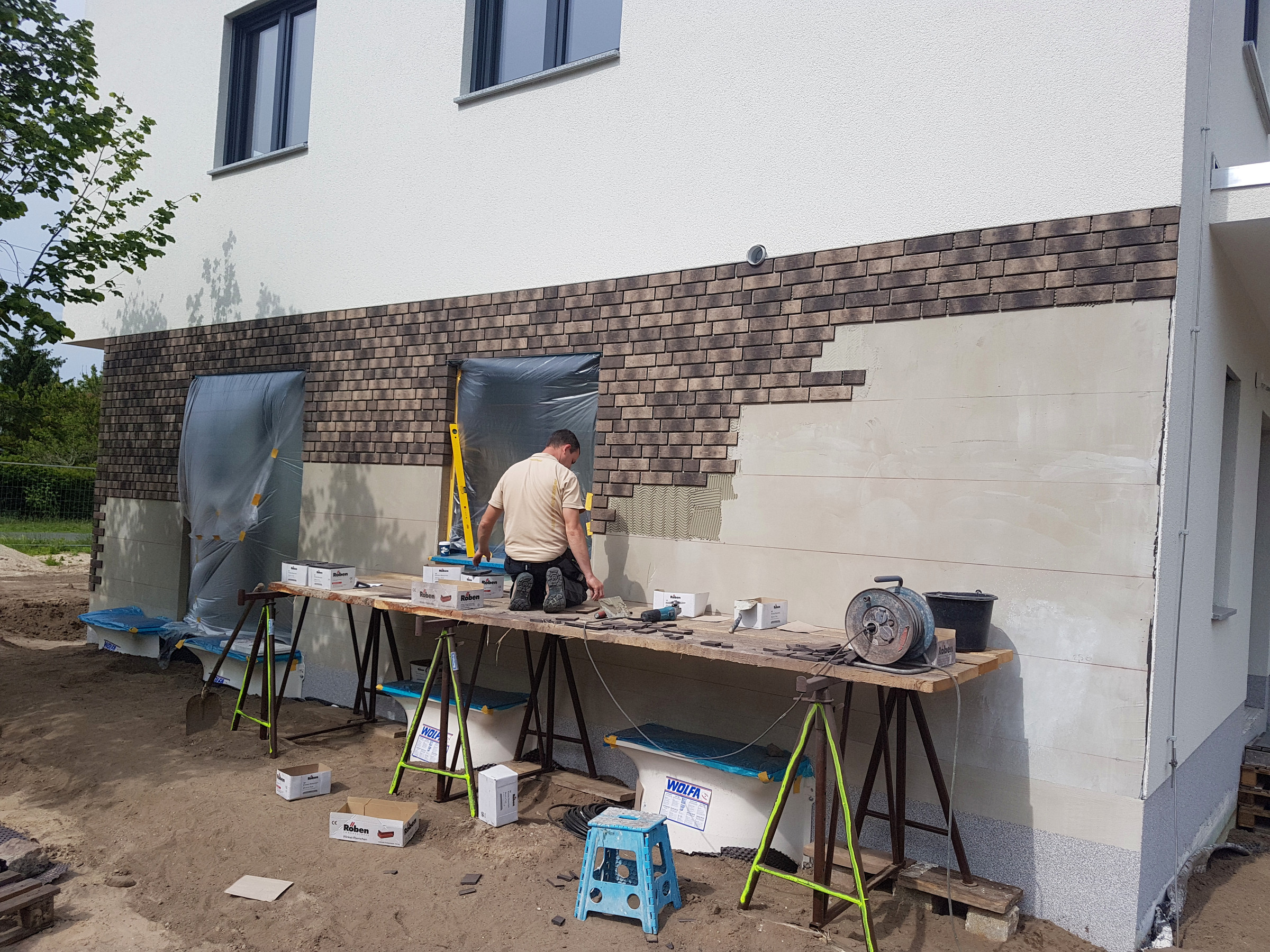 Fassade mit Klinkerriemchen - Detailansicht 3